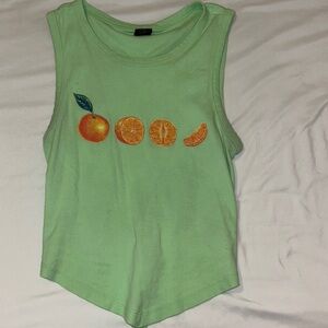 Green open back oranges top